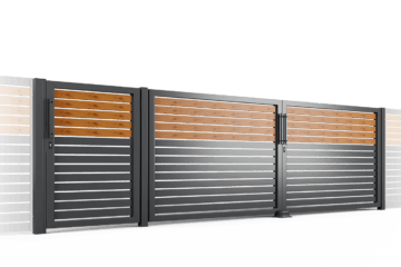 brama uchylna ogrodzenie palisadowe stylizowane PP 002 (P82) PINO I BORDER KONSPORT